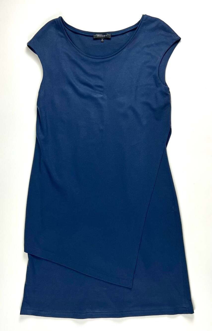 Lafayette 148 New York Women's Navy Asymmetrical Hem Dress, Size M